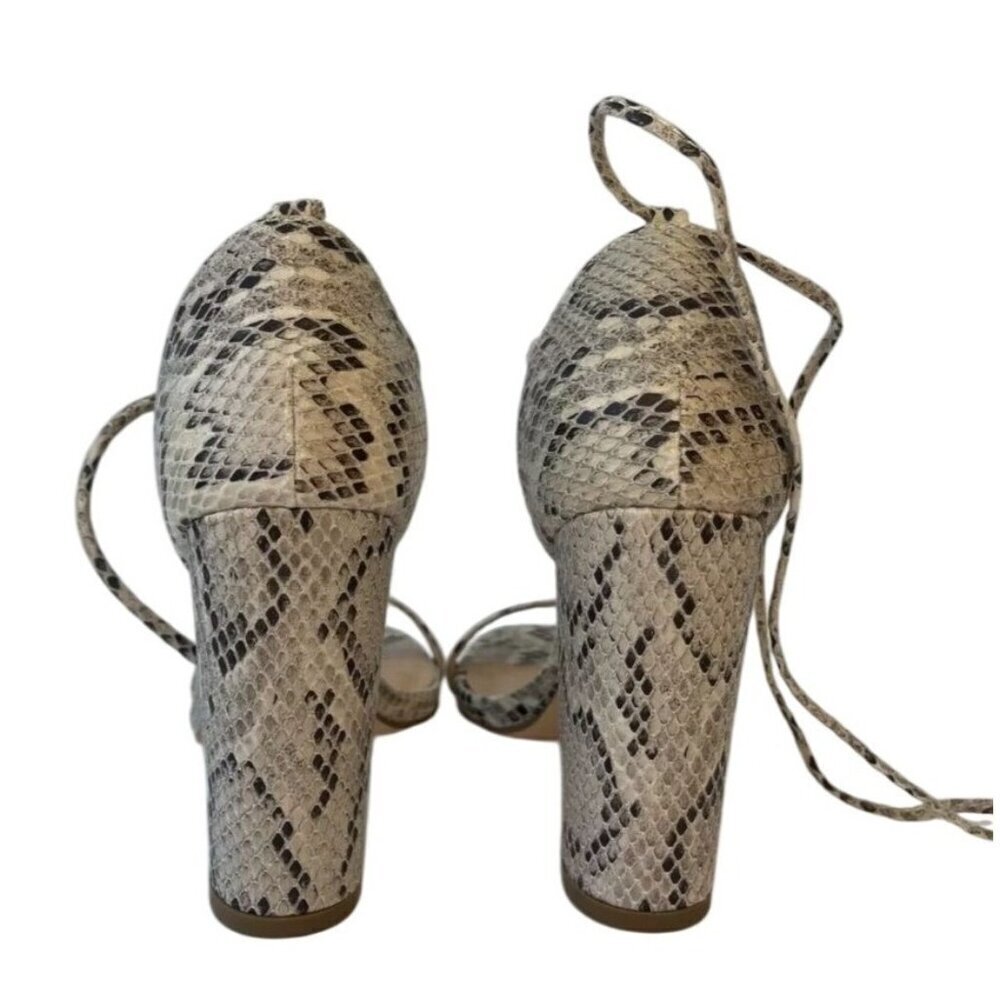 OLIVIA FERGUSON / Snake Laceup / Print / Block Heel / Sandals With Open Toe - Picture 4 of 7